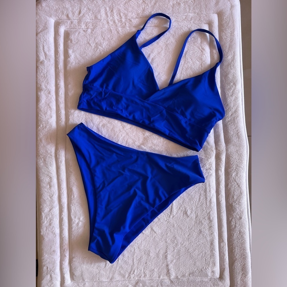 NWOT Womens Two Piece High Waisted Bikini unbranded size XL blue - Picture 3 of 14